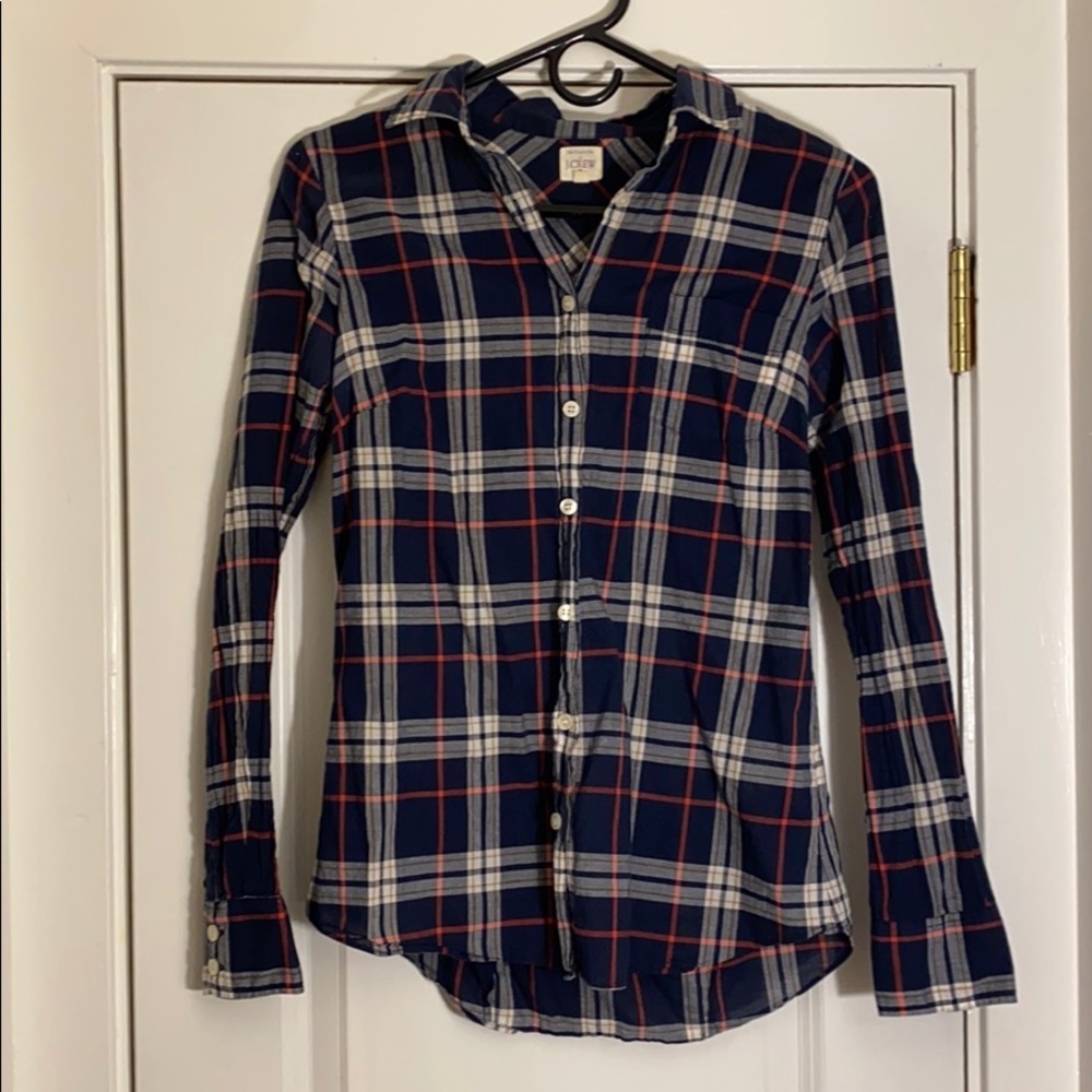 J. Crew Navy plaid